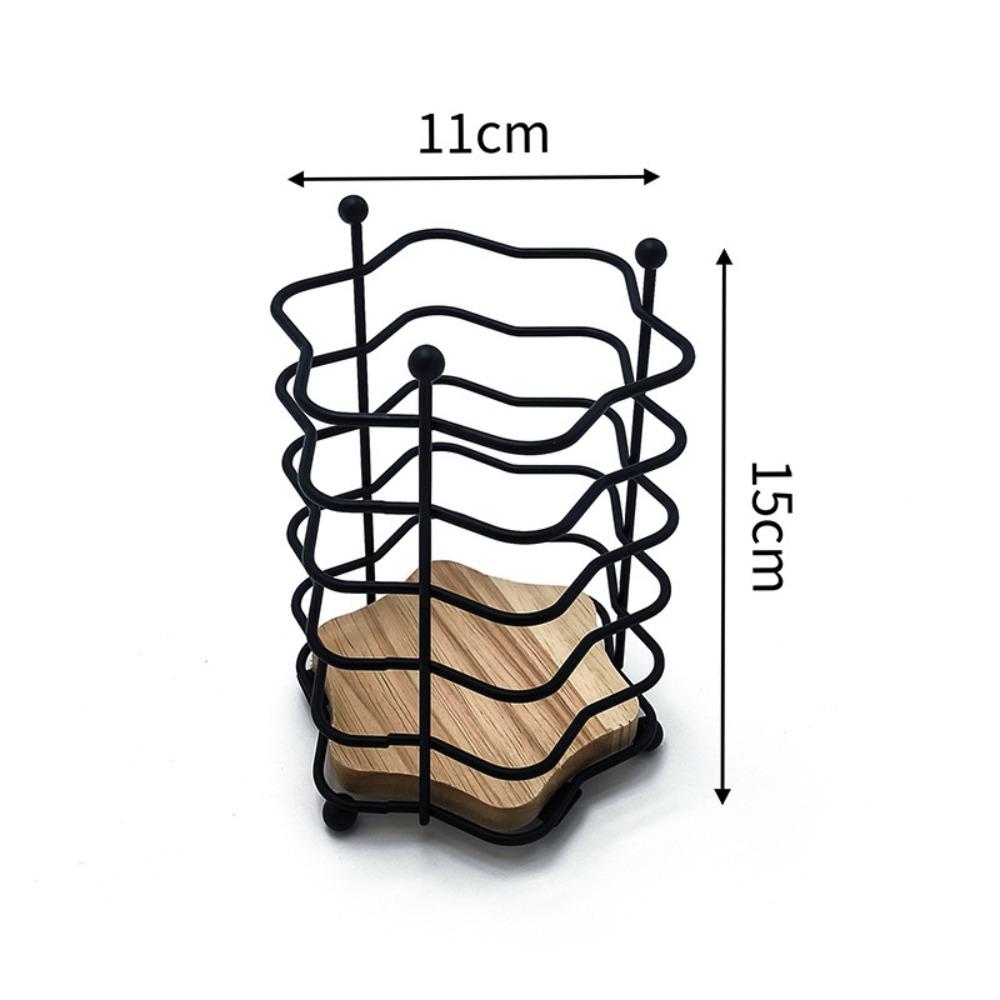 

Прочная подставка для хранения палочек для еды, полая, прочная, железная, деревянное основание, универсальный органайзер для кухонных принадлежностей, столешница