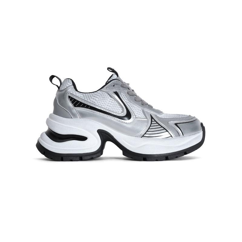

Ruth, the same silver platform leather dad shoes, women s height increase 2025 new versatile lace-up casual sports shoes 34
