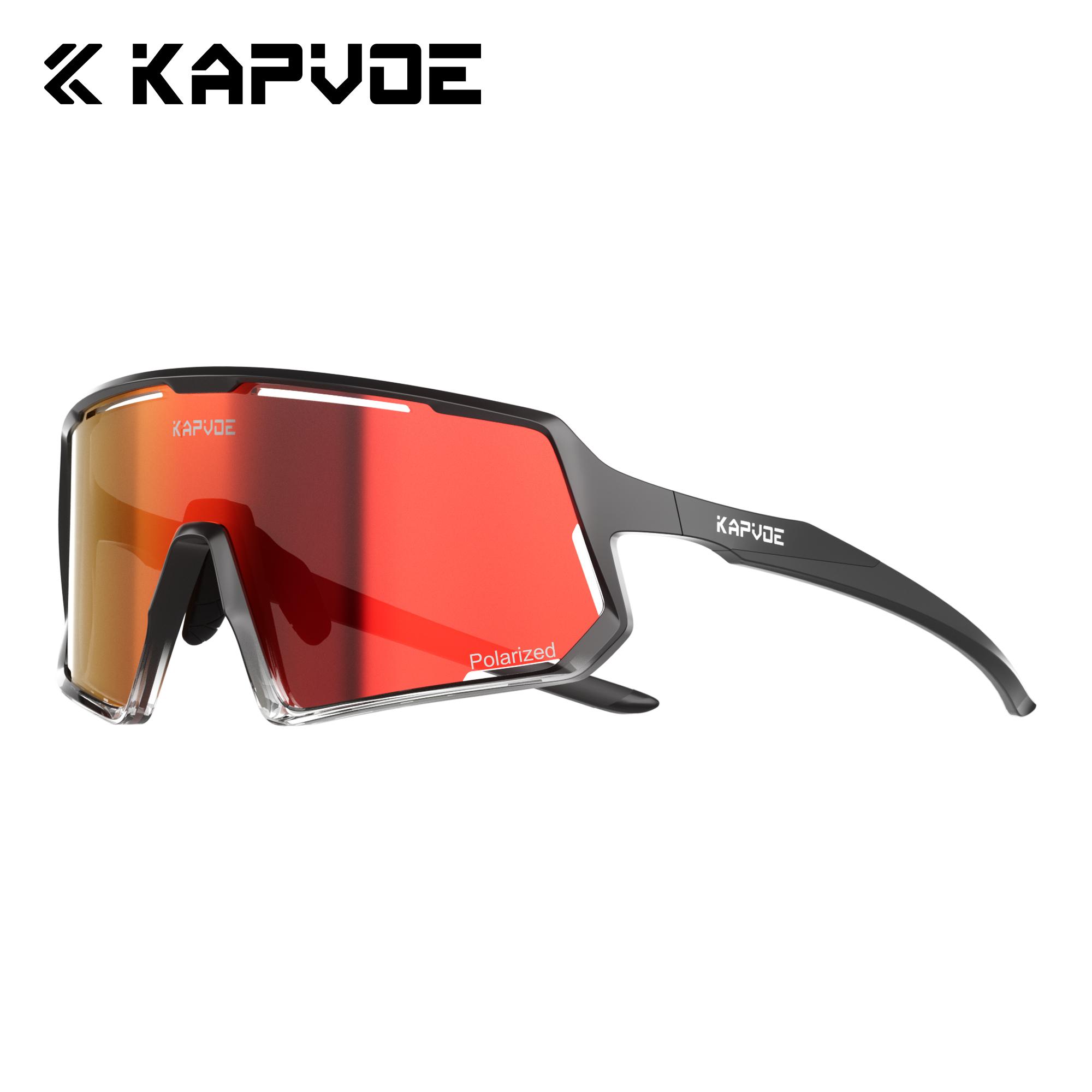 

Kapvoe Polarized Cycling Glasses Men Women MTB Glasses Sports Driving Running Hiking Red Sunglasses UV400 Lightweight Goggles