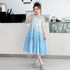Girls Summer Ombre Tiered Dress Short Sleeve Princess Casual School Dress For Big Kids