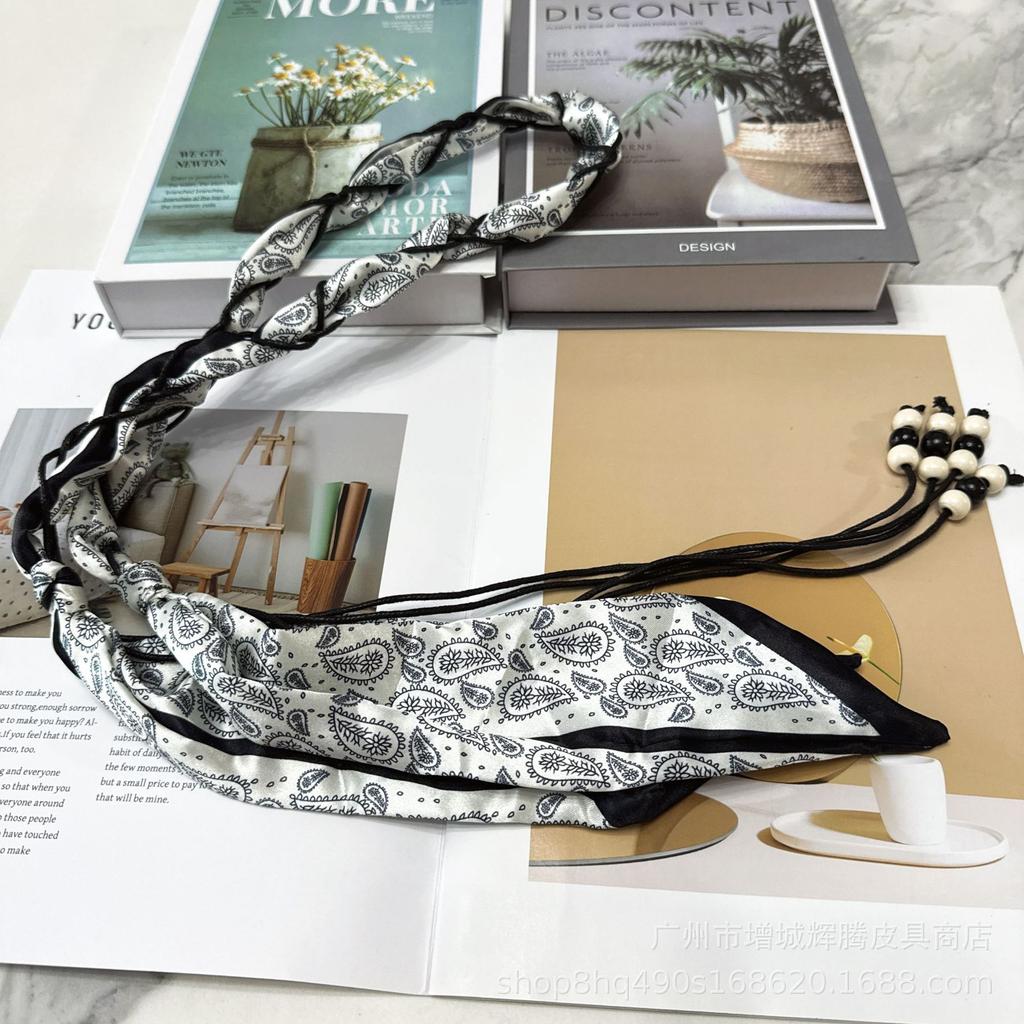 Bohemian Ethnic Silk Scarf Belt for Women - Decorative Waist Chain Accessory