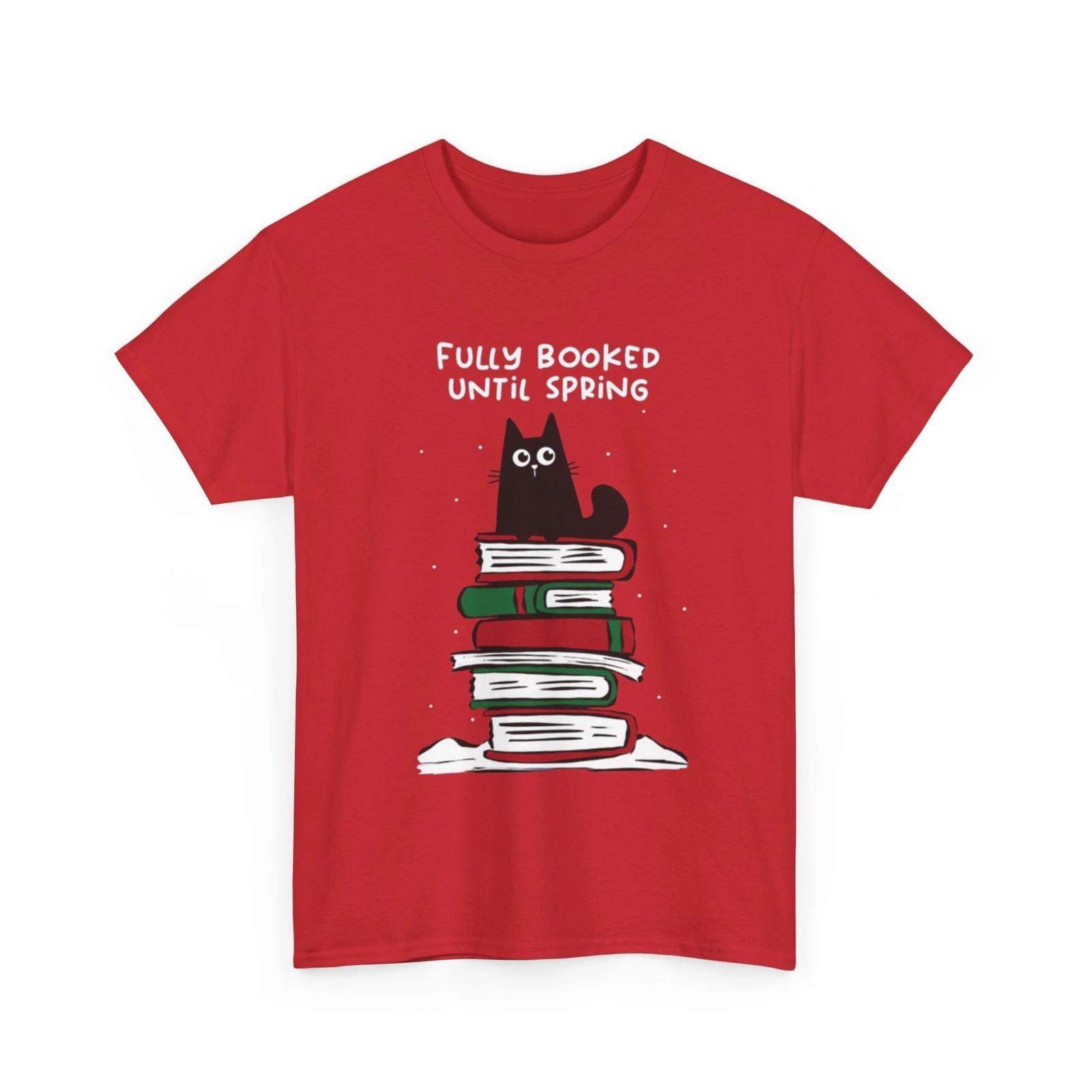 Winter Fully Booked T-Shirt | Books and Cat Shirt 2XL