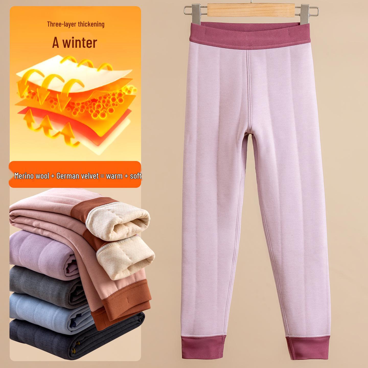 

Kids Winter Fleece-Lined School Uniform Pants, Warm Cotton Base Layer for Boys and Girls 120 cm фіолетовий