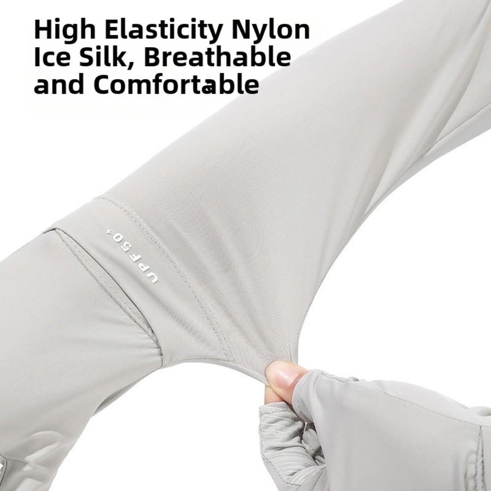Non-slip Long Sleeve Solid Color Sunscreen Sleeve Gloves Simple Ice Silk Arm Sleeve  Riding