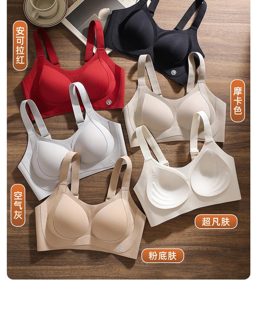 Oudifen Full Cup Gathered Side Cinched Accessory Breast Anti-Sagging Large Chest Showing Small Chest Without Steel Ring Adjustment Type Seamless Bra