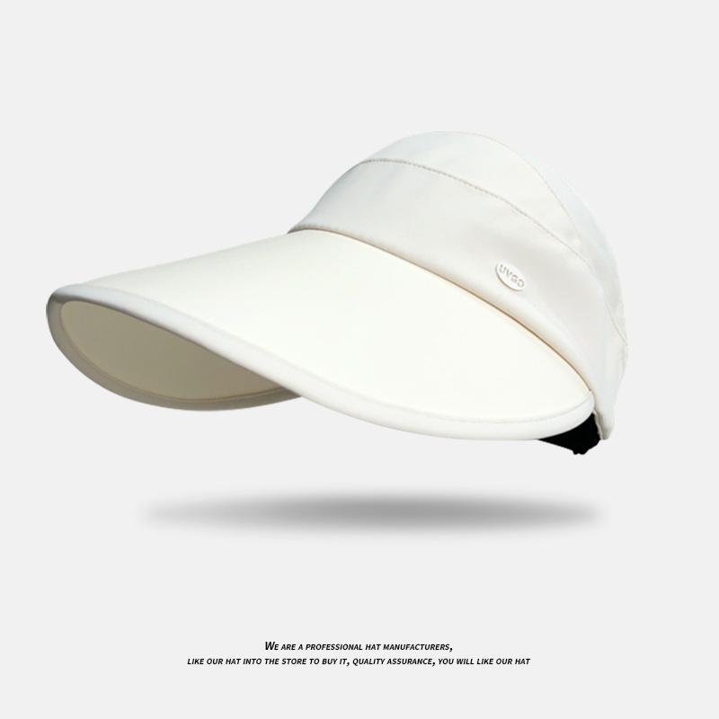 

High ponytail half-empty top sunscreen hat, small face in summer, big brim sun hat, cool feeling ice silk outdoor sun hat women M (55-60) Extended Brim