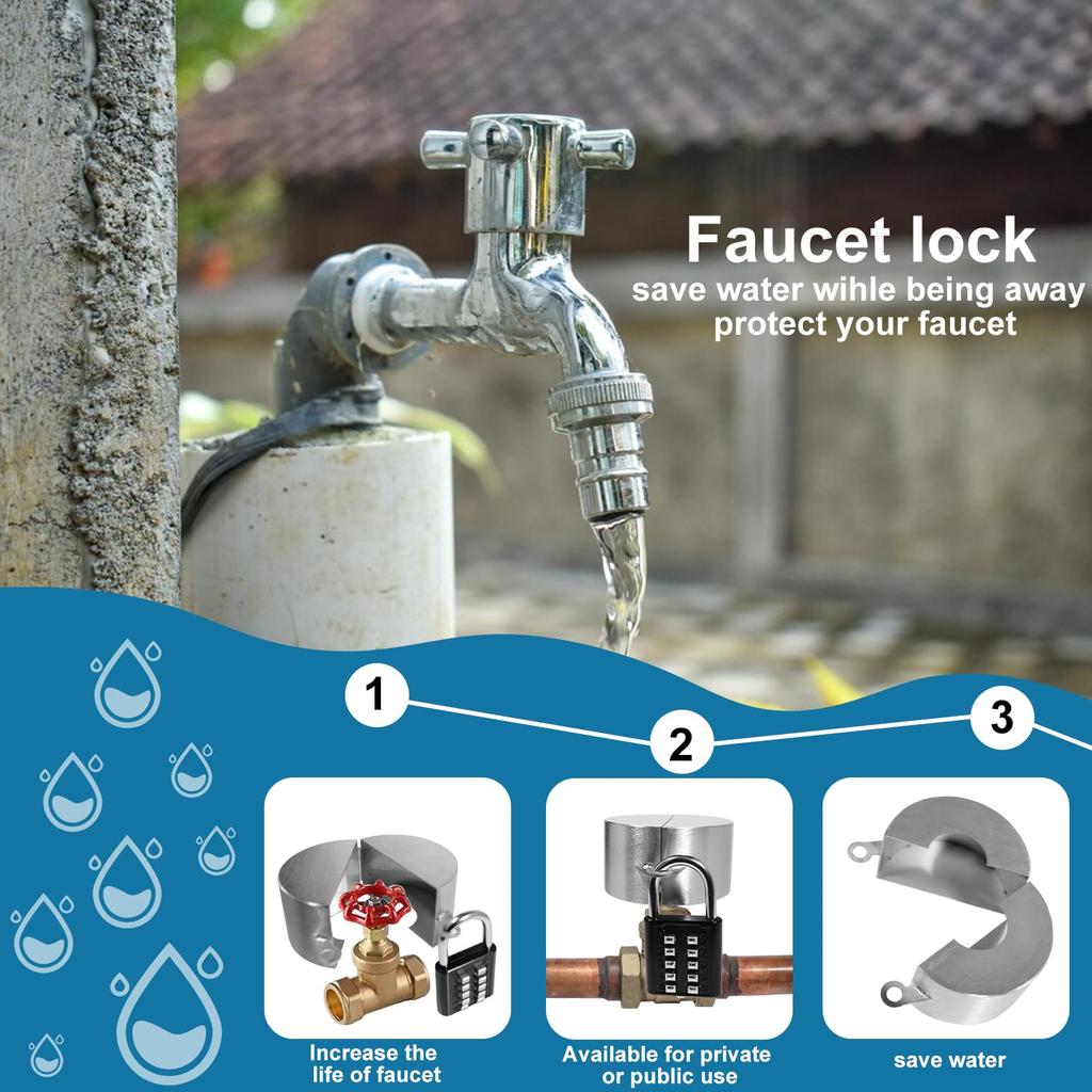 Outdoor Tap Lock Cover 304 Stainless Steel Faucet Protector with Combination Lock