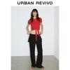 UR Women's High-Waist Slim Flared Pants with Lace-Up Detail