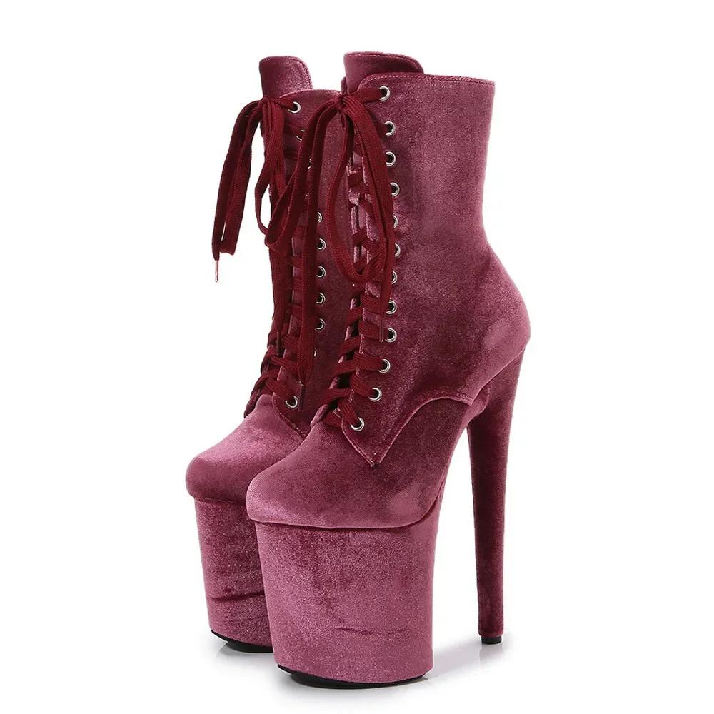 Fashion Top Sale 20CM Corduroy Surface Platform Women Shoes High Heeled shoesCustom Colors Boots Erotic Lap Pole Dancing Ankle Boots