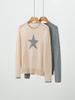 100% Pure Cashmere Color Block Round Neck Sweater with Five-Star Pattern - Simple and Versatile Design for Autumn/Winter