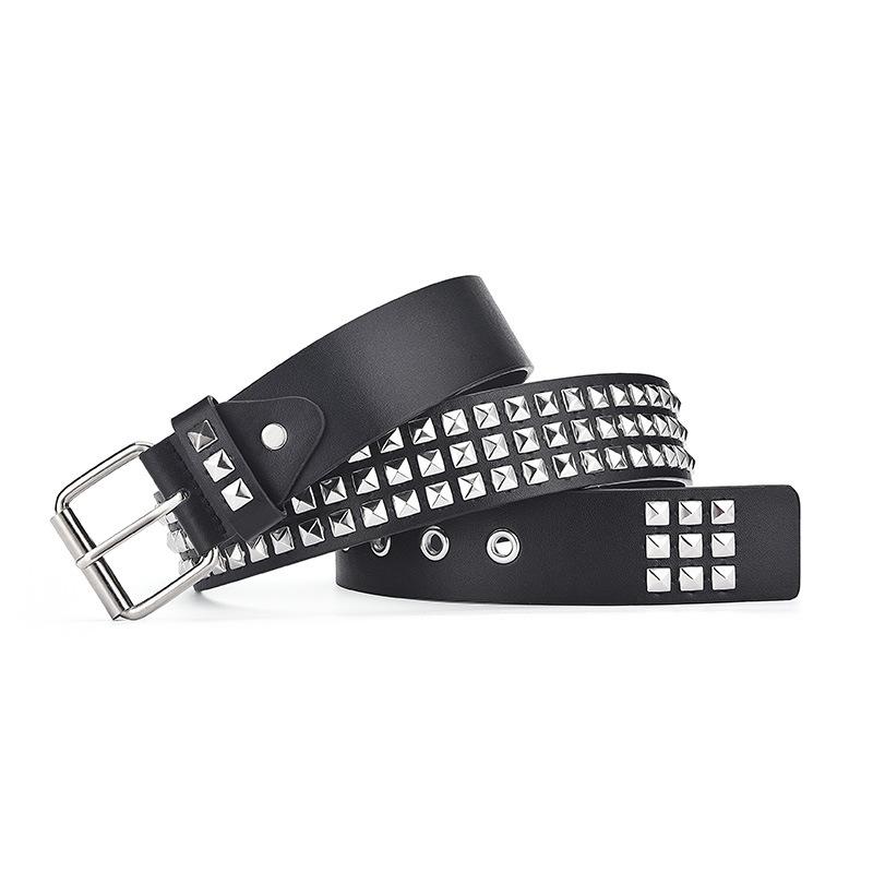 Square Bead Rivet Belt Metal Pyramid Belt Men'S And Women'S Belt Punk Hardware Jeans Belt