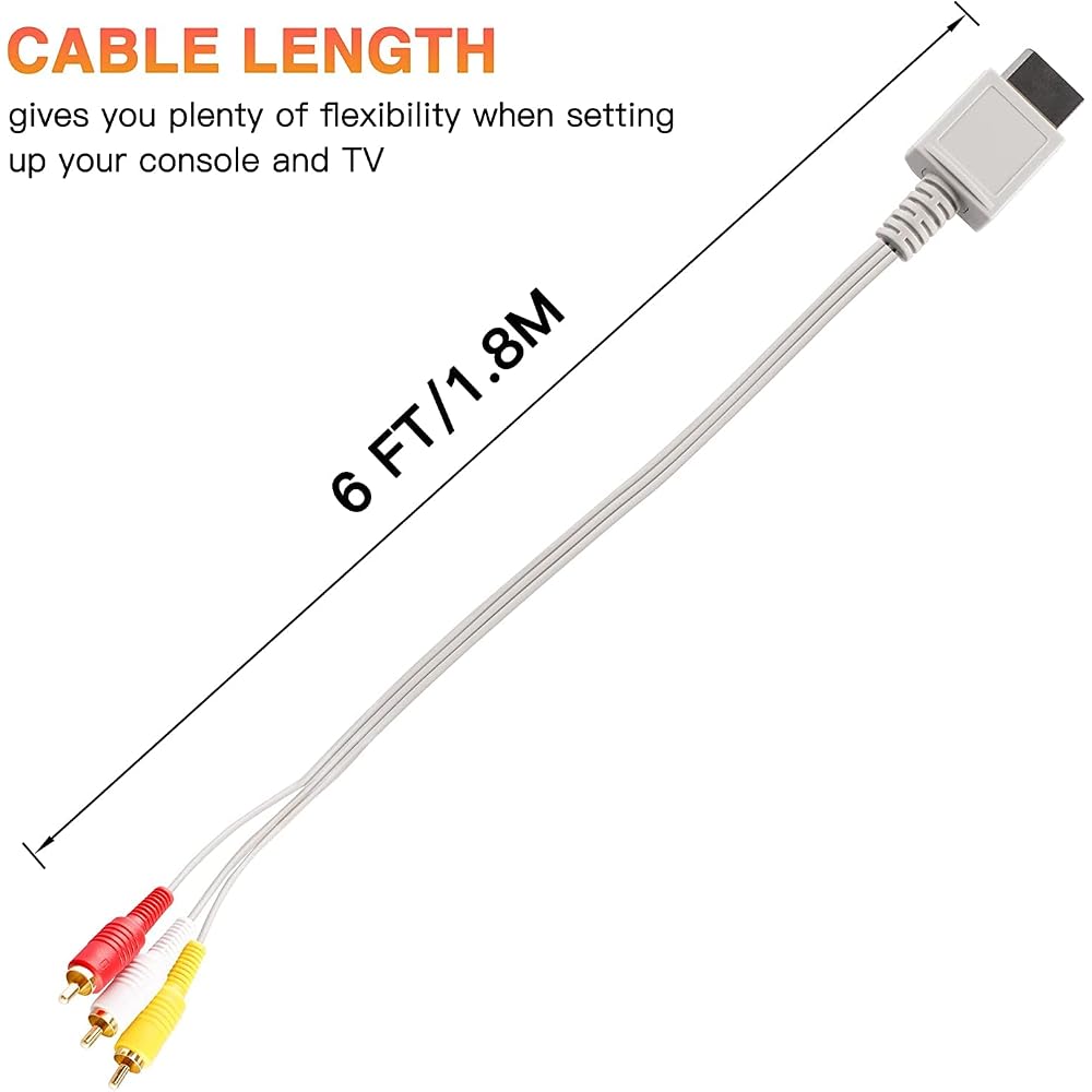 Wii/Wii U AV Cable AV Conversion Cable AV Composite Cable RCA Conversion Adapter Component Termin...