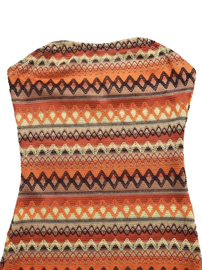 European & American 2026 Ethnic Style Strapless Striped Bodycon Holiday Dress