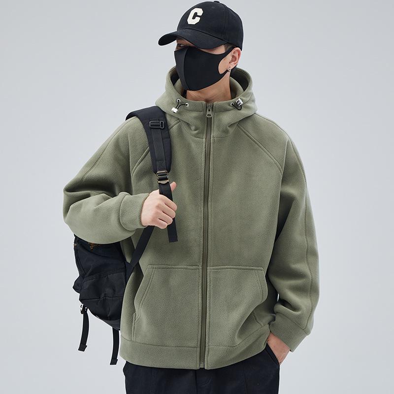 

Men s Fleece Hooded Cardigan Sweatshirt - Cotton-Padded Spring/Autumn Winter Coat (2025) 3XL 185-210 Jin