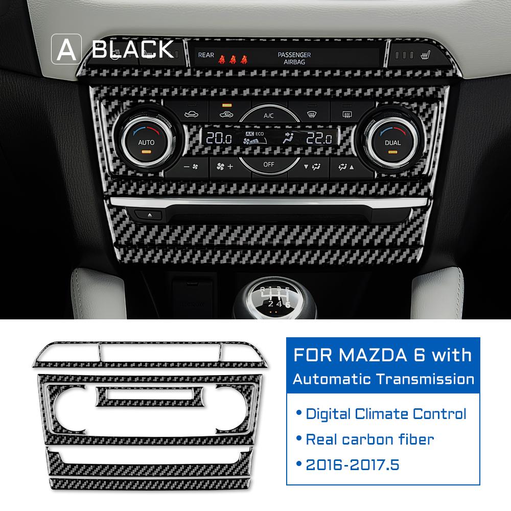 Real Carbon Fiber Car Digital Control Accent AC CD Panel Cover for Mazda 6 Automatic Transmission 2016 2017 Trim Accessories.