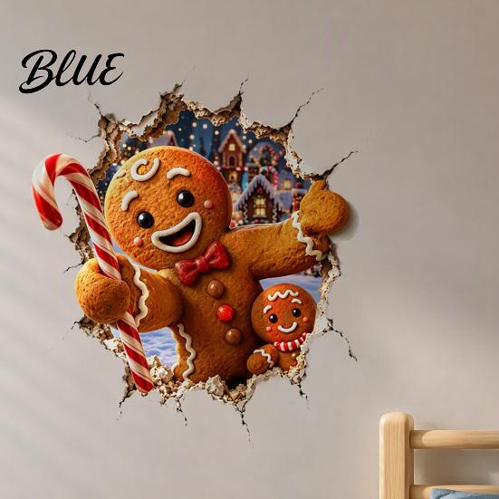 Glass Door Stickers Christmas Break-In 3D Wall Decal Santa Claus/Deer/Snowman/Elf/Dog/Nutcracker/Gingerbread Man Patterns Window Decorative