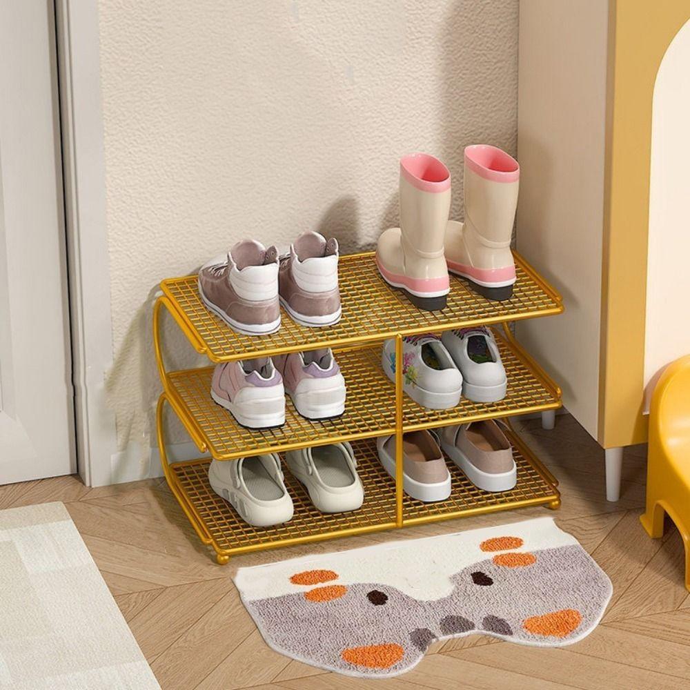 Iron Metal Shoe Rack Space Saving Shoe Stand Multi-functional Shoe Organizer Hallway