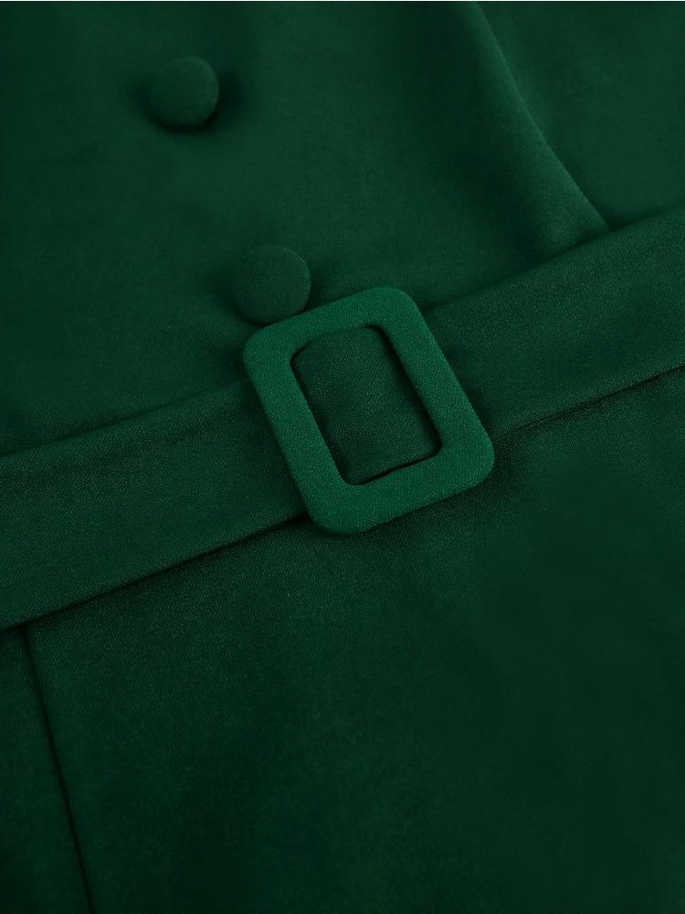 Elegancka Sukienka Midi Bodycon dla Kobiet z Kontrastowym Wykończeniem, Pelerynkowymi Rękawami i Paskiem w Talii, Styl Vintage, Strój Formalny dla Gościa na Ślub Kościelny