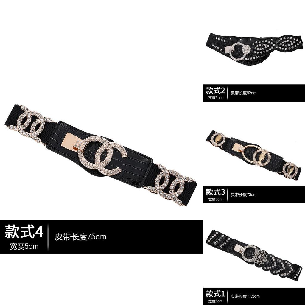 Stylish Womens Wide Crystal Belt With Alloy Buckle For Dress Fashion Accessory