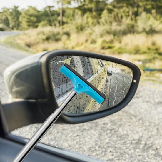 Extendable Car Side Mirror Wiper Window Squeegee Multi-Function Glass Cleaner for Rain Dirt Portable Compact Essential Auto Cleaning Tool for Cars