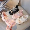 2025 Novos Sapatos de Princesa de Pérola Romana de Verão Sandálias de Flor Infantil Sandálias de Menina Sapatos Versáteis da Moda