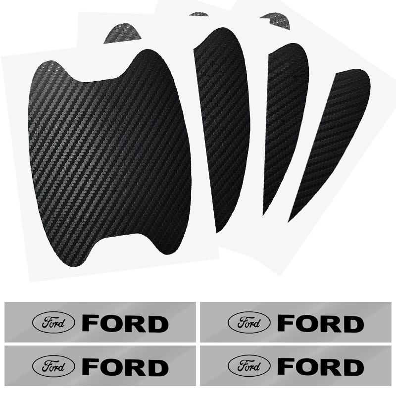 Car Door Sticker Carbon Fiber Scratches Auto Handle Protection Film For Ford Mustang Spoiler Shelby GT 350 500 Cobra E Focus 2 3 MK3 Kuga