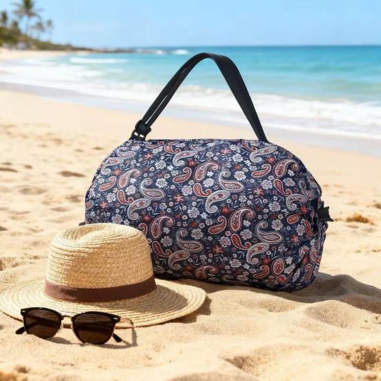 Katlanabilir Yeniden Kullanılabilir Bakkal Çantası Çiçekli Akordeon Katlanabilir Alışveriş Çantası Naylon Ağır Hizmet Alışveriş Bez Çantası Seyahat Piknik Kamp İçin Cebe Sığar