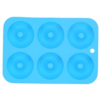 6 ?Moule à Donut à Grilles Moule à Gâteau Rond en Silicone Moule à Chocolat Gâteau Pain Plateau Accessoire de Cuisson Bleu