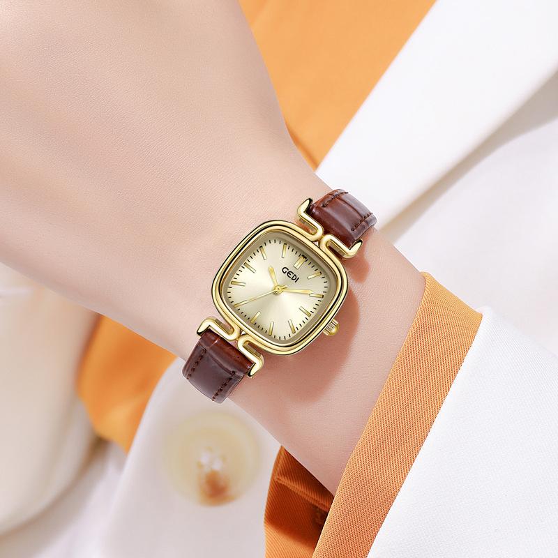 Simple And High-Value Leather Women'S Watch Waterproof Quartz Watch Women'S Niche High-End Belt Watch