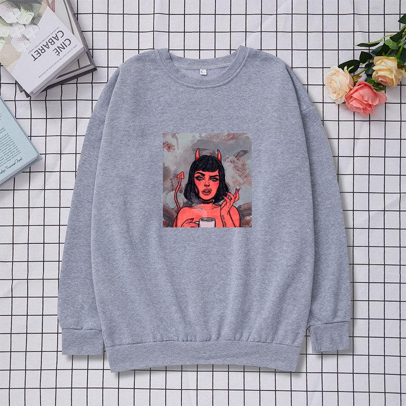 Witch-Themed Unisex Round Neck Pullover – Loose Long Sleeve Sweatshirt for Autumn/Winter