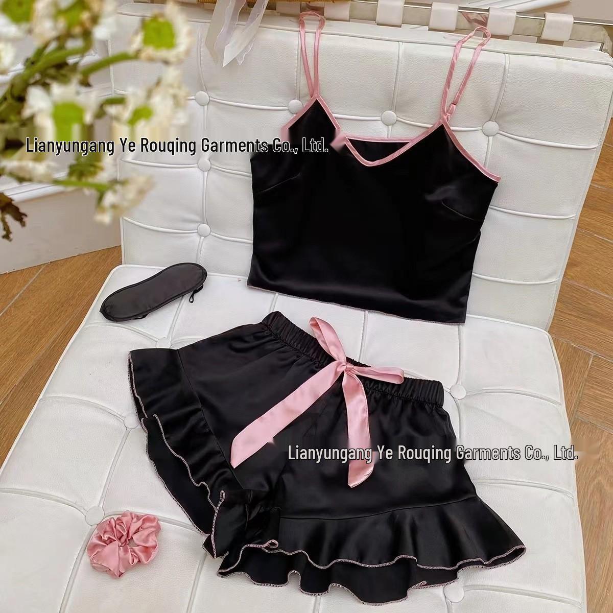 

Чарівний атласний комплект білизни: Європейський та американський стиль майка та шорти Medium