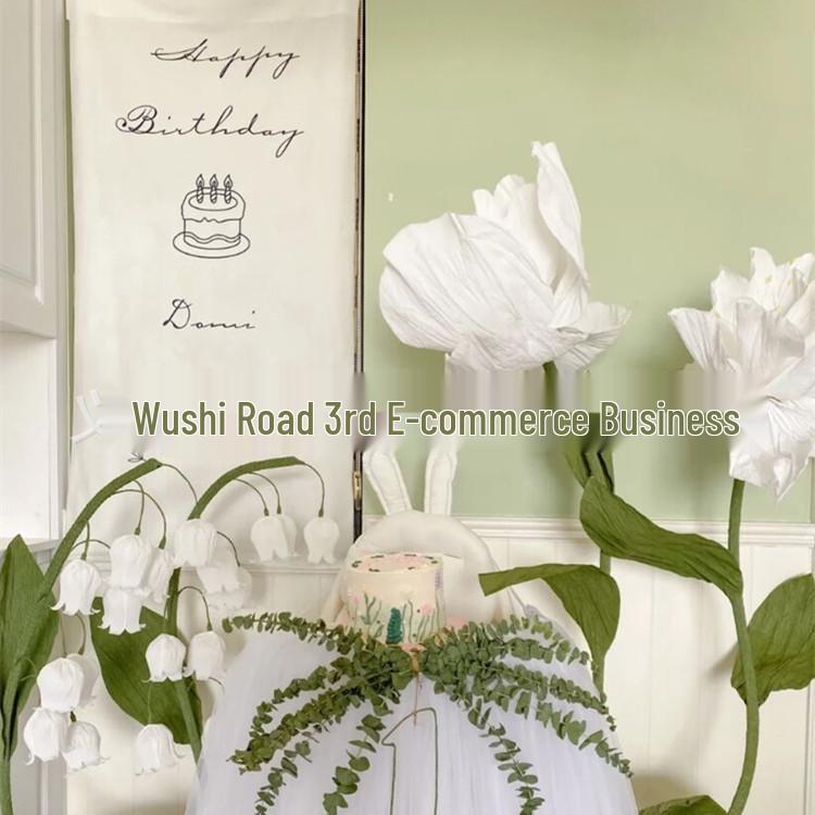 Mori-Style Simple Birthday Wishes Photo Backdrop – 75x175cm for Baby s 1st Birthday & 100-Day Celebration