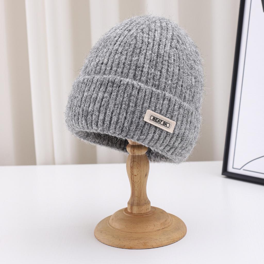 Small Face Warm Wool Hat Female Tide Autumn And Winter Versatile Letter Men Thickened Knitted Hat Cold Hat