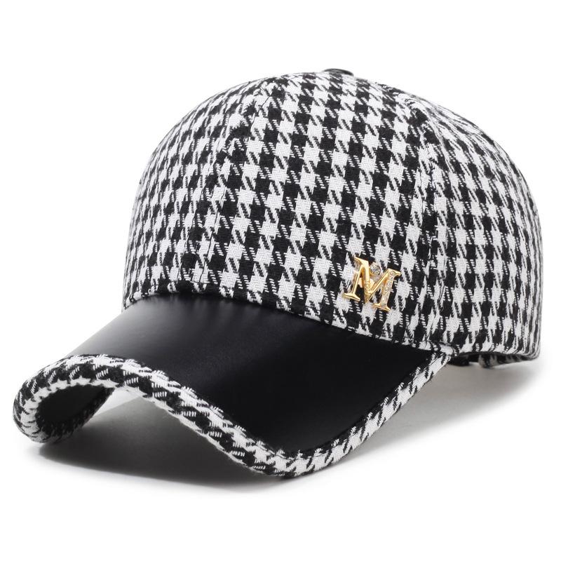 Spring Summer Houndstooth Baseball Cap Women Ponytail Cap Empty Top Hat