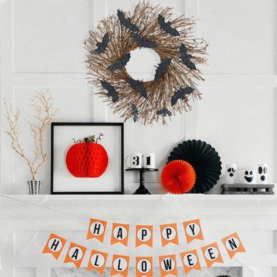 Halloween Wreath Scary Black Bat Horror Decor Front Door Wall Window Home Festive Atmosphere Decoration