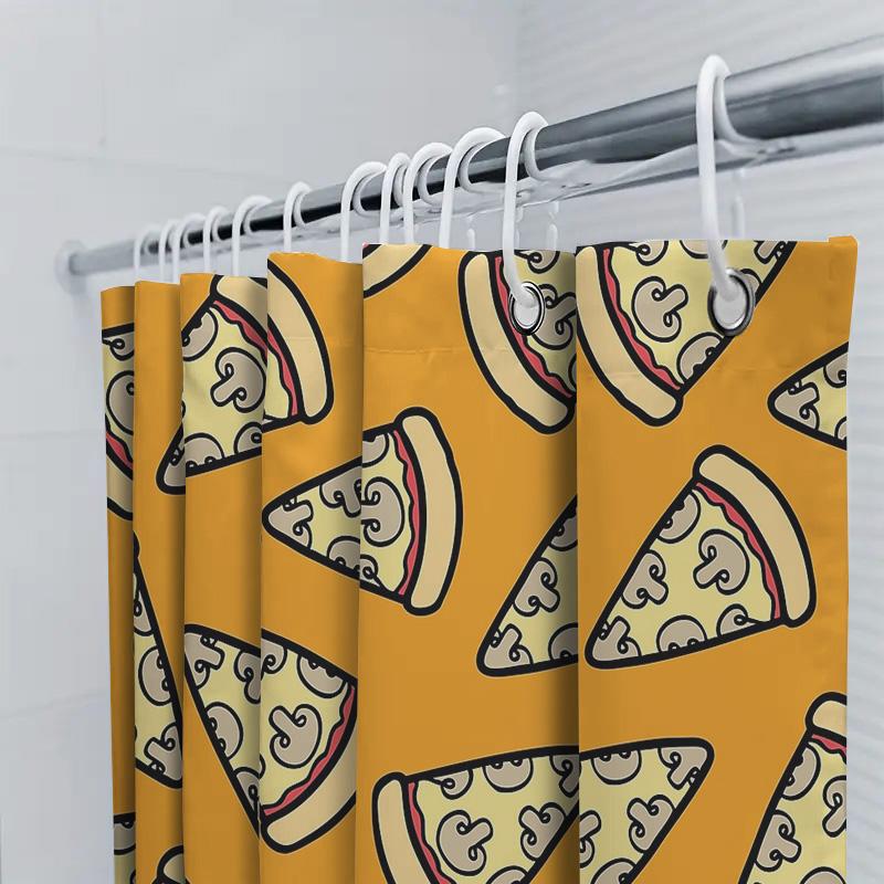 Pizza Shower Curtain Funny Italian Food Lover Gift Home Decor Waterproof Bathroom Set