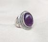 Handmade Amethyst 925 Sterling Silver Ring: Boho Oval Gemstone