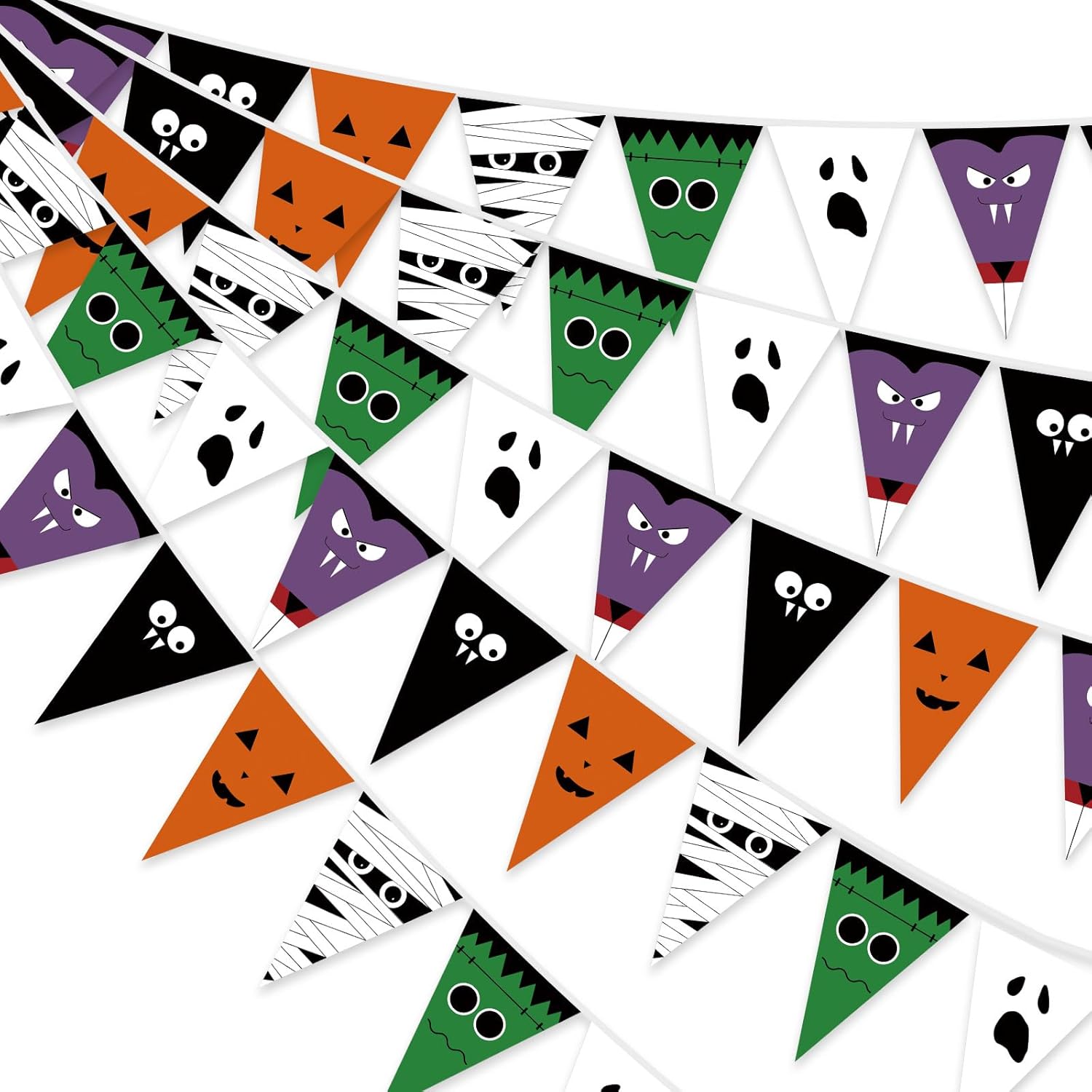 VitalCozy 5 Pcs Rainbow Crayon Pennant Banner Flags 49 Ft Colorful Back to School Hanging Banner Preschool Graduation Classroom Triangle Flags Halloween