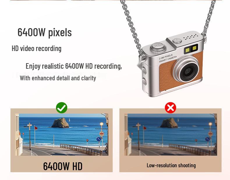 64MP Compact Camera with Large Screen for Student and Children's 4K Photography