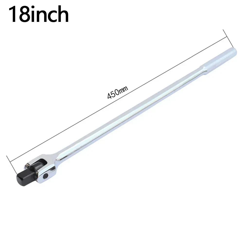 1/2'' Drive Breaker Bar Wrench Socket 10/15/18inch Extension 180-Degree Cr-V Flex Head and Engraved Non-slip Handle Repair Tools