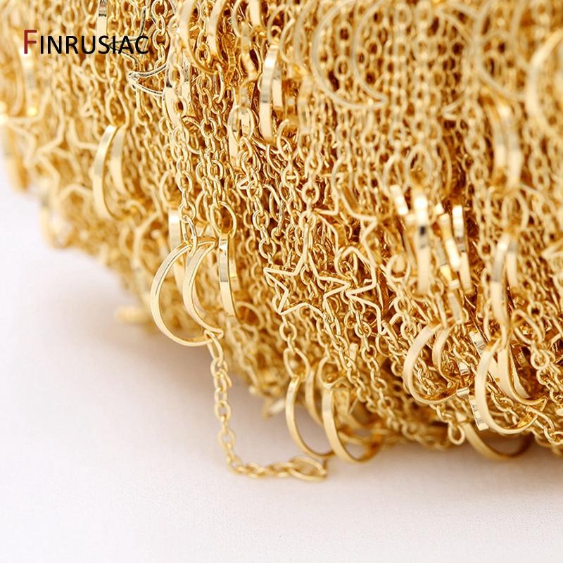 Korean DIY Chain Accessories Copper Metal 14K Gold Plated Star and Moon Chain Jewelry Making Material