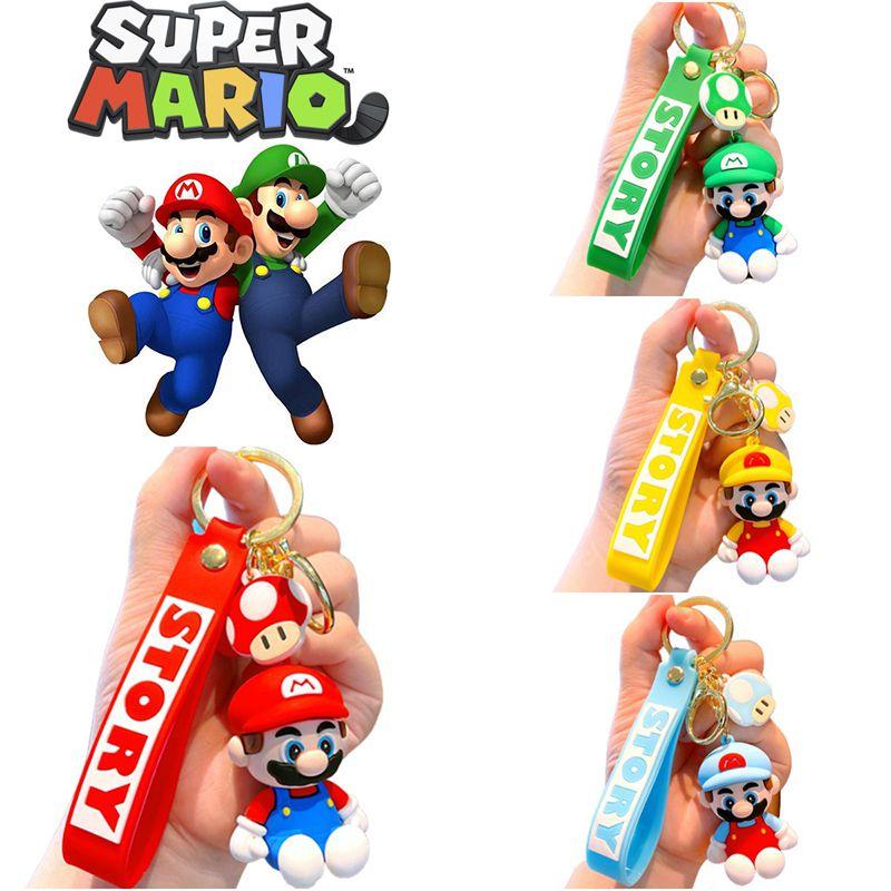 Keychain Mario Super Toy Cartoon Key Ring Bag Pendant Doll Kids Gifts Decorate