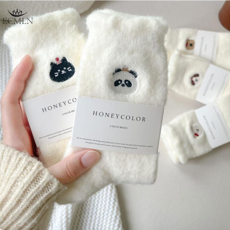 Mink Velvet Socks for Women Autumn and Winter Thickened Velvet Warm Home Sleep Socks Women's Mid-tube Socks