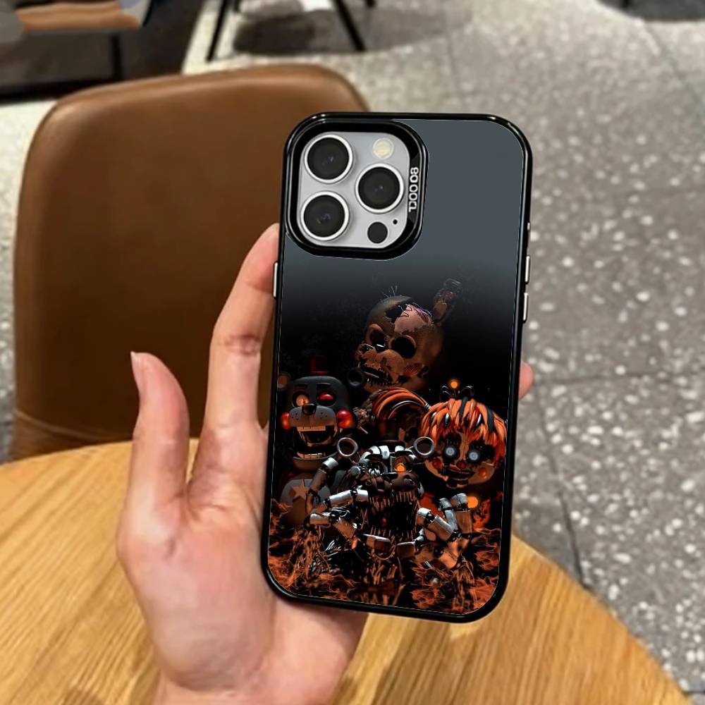 Five N-Nights At F-Freddys Fnaf Handyhülle für iPhone17,16,15,14,13,12,11 Plus,Pro Max Farbe Silberbeschichtet Innenabdeckung