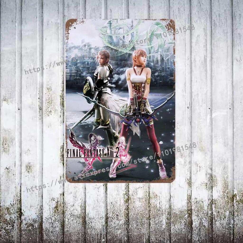Yoshitaka Amano Final Fantasy VIIs Poster Vintage Blech Metallschild Dekorative Plakette für Pub Bar Man Cave Club Wanddekoration