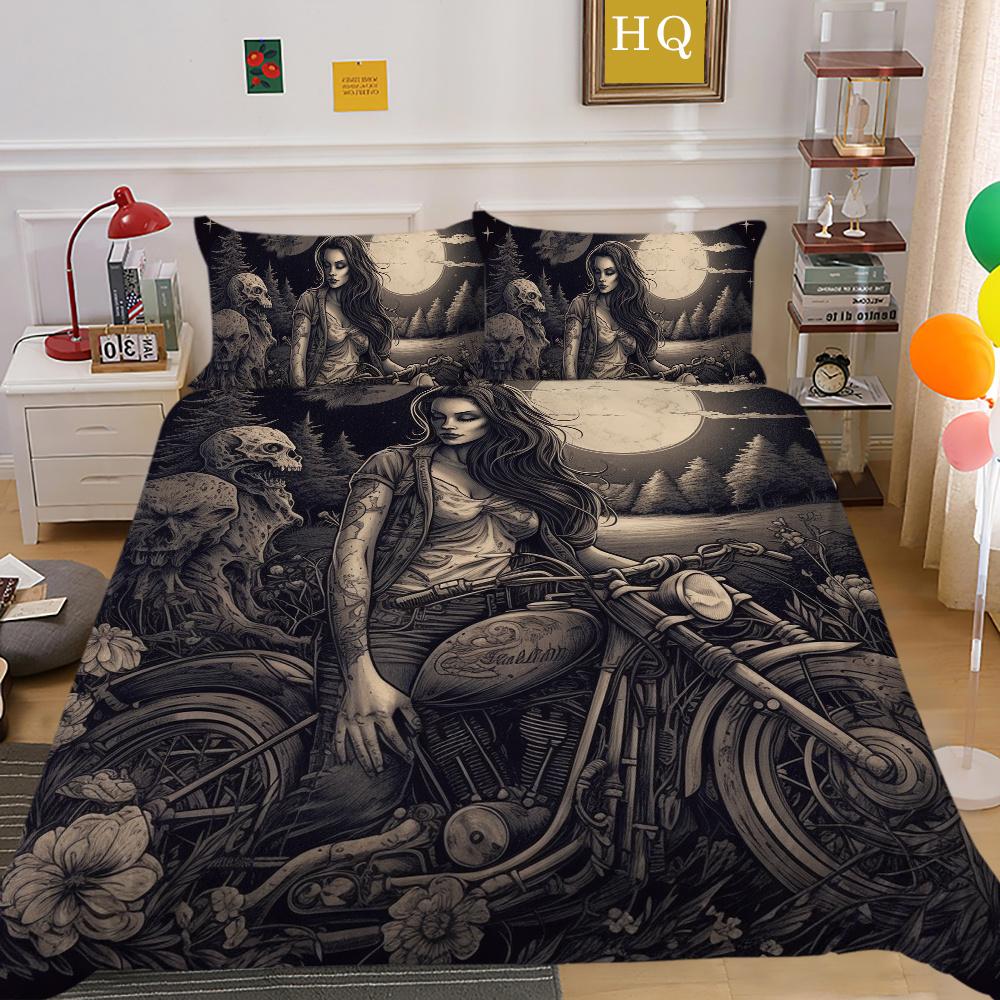 3D Beauty Skull Druck Bettwäsche Twin Size Polyester Tagesdecken Teen Design Mode Heimtextilien