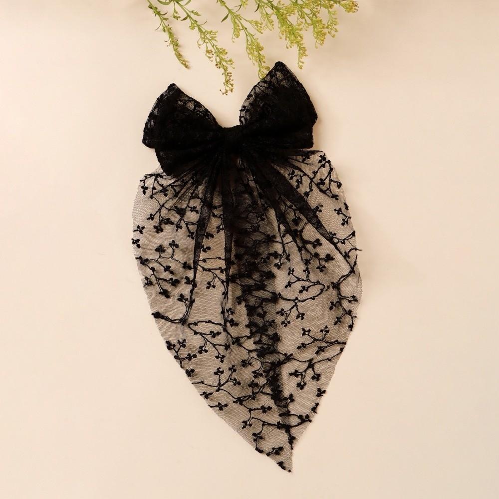 Vintage Lace Bow Hairpin Flower Embroidery Kids Hair Accessories New Princess Style Hair Clip  Gift