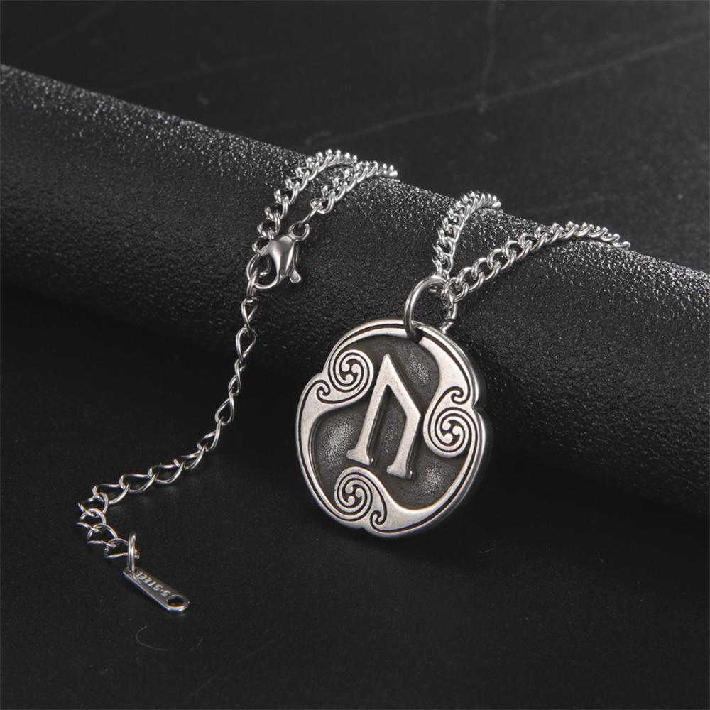 Vintage Norse Rune Necklace Viking Jewelry Stainless Steel Pendant Wicca Amulet Gift for Men Women