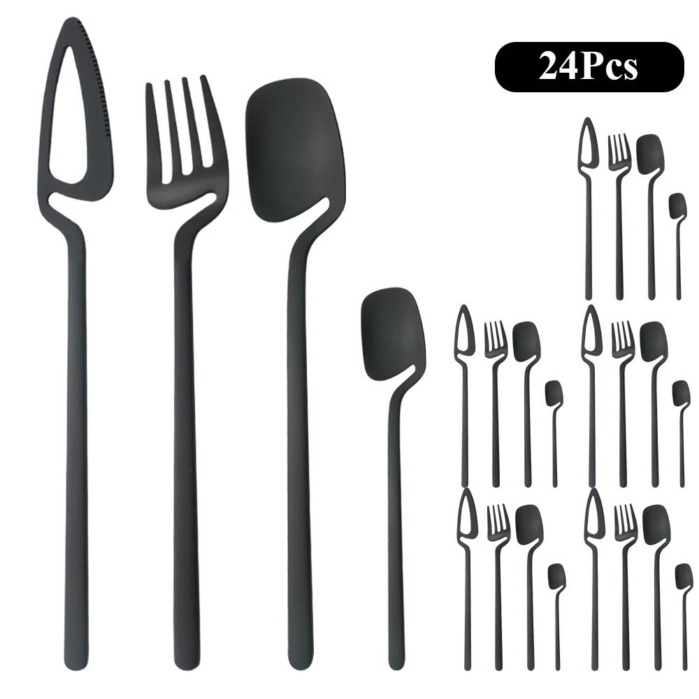 

24 предмета столовой посуды Western Kitchen, матово-золотой набор столовых приборов из нержавеющей стали, ножи, вилки, ложки, столовые приборы, набор столовых приборов чёрный