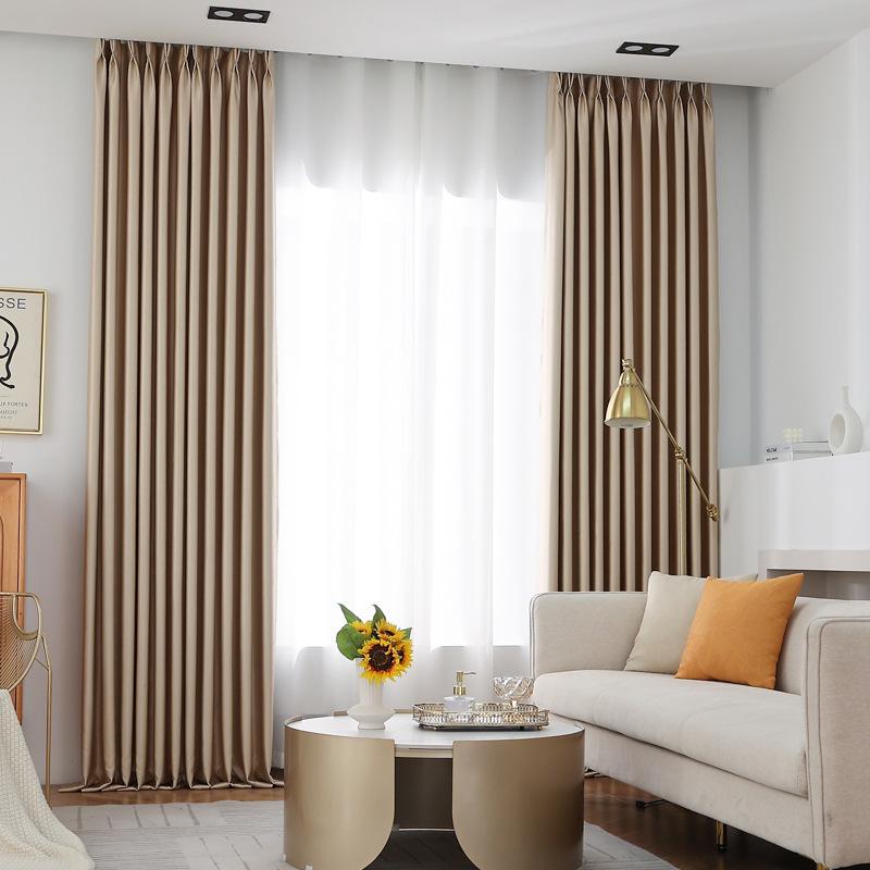 European-Style Bedroom Bay Window Color Matching Curtains Sunscreen Full Shading Sunshade Insulation Fabric Cream Finished Product